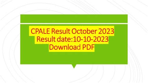 cpale october 2023 result